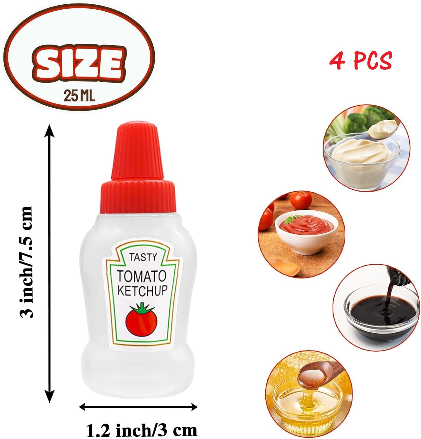 Puthak Portable Mini Squeeze Condiment Dispenser Bottle With Screw Cap For Ketchup, Honey, Salad, Soya Sauces Bbq Home Kitchen U